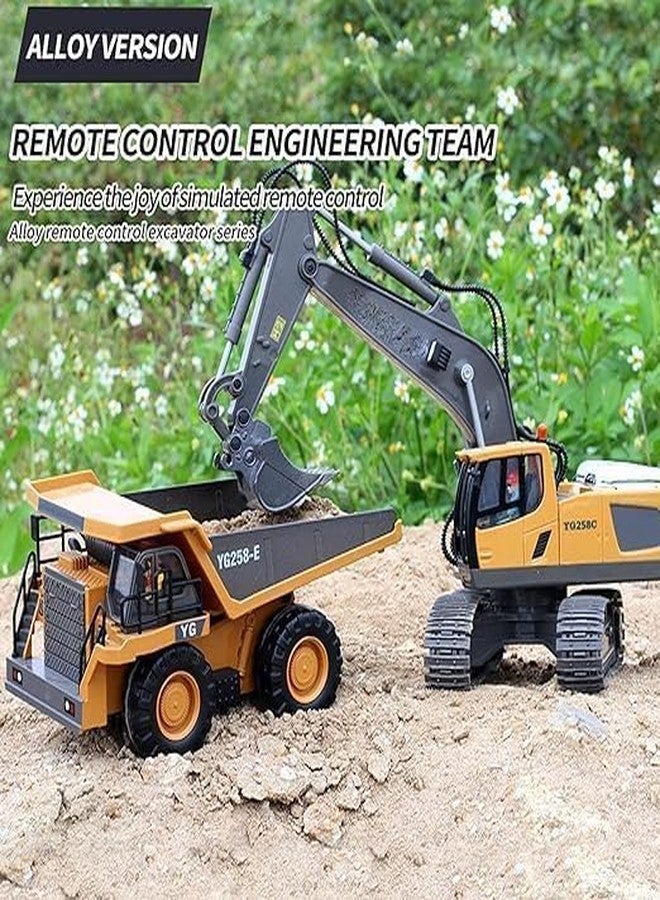 RABJET Remote Control Excavator Toy 11 Channel Rc Excavator Truck Toys 1/20 Scale 2.4Ghz Construction Vehicles with Metal Shovel 680° Rotation Lights & Sounds for Kids Boys Age 4-10 Years, Multicolor - Image 2